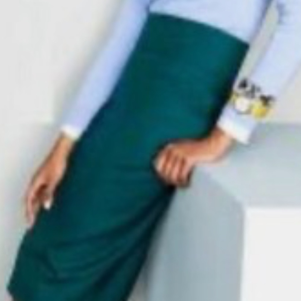 I Crew No 2 double serge wool pencil skirt, size 4 teal